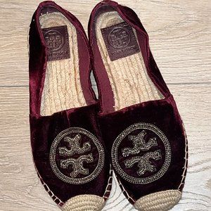 Tory Burch | Burgundy Velvet Espadrilles ❣️
